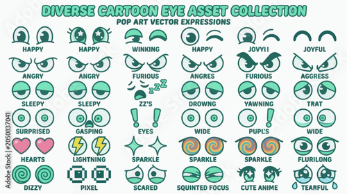 Photos Diverse Cartoon Eye Expressions Vector Graphic Resources For Commercial Use
