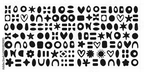 Tableau sur toile Collection Of Hand drawn Doodle Shapes Black And White Vector Illustration
