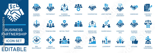 Canvastavla Business partnership icon set