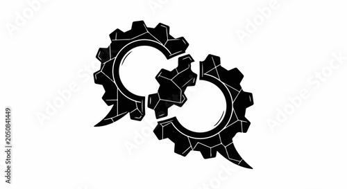 Interlocking gears forming speech bubbles, symbolizing communication and collaboration