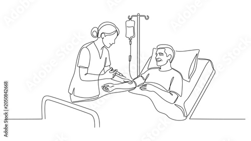 Nurse attending to a patient in hospital.