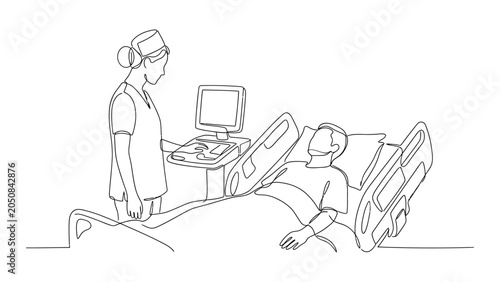 Doctor and patient in medical facility.