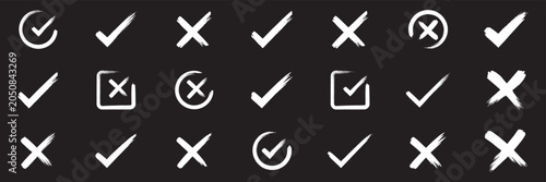 Obraz na plátně Grunge vector checkmark and cross