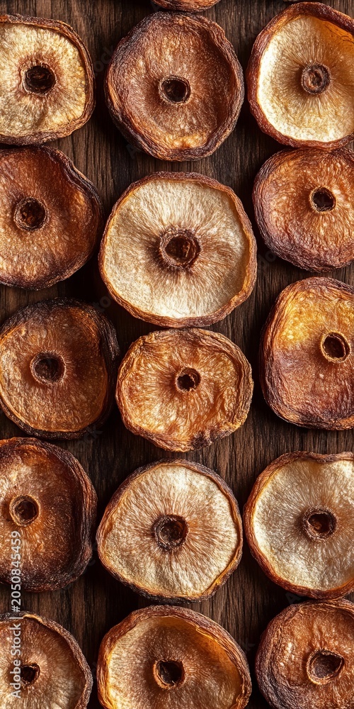 Fototapeta premium Delicious and Nutritious Dehydrated Pumpkin Chips with Colorful Squash Slices for Healthy Snacking