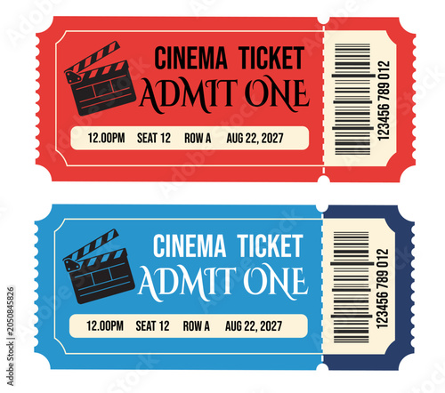 Konstfotografi cinema ticket stubs, movie tickets,  vector icons ticket templates set illustrat
