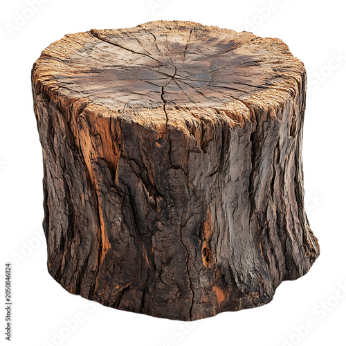 Rough Wood Tree Stump Bark Texture Isolated On Transparent Background