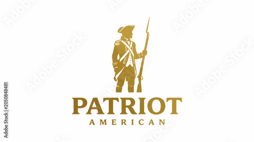 Foto Minimalist Golden Silhouette of an 18th Century American Patriot Soldier Holding