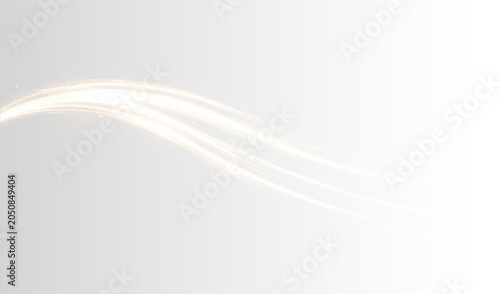 Konstfotografi Gold curved light trail with sparks png magic swoosh effect on transparent backg