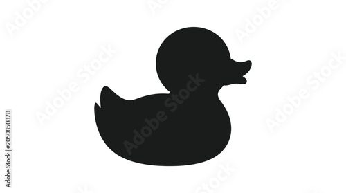 Rubber Duck Silhouette Against White Background Minimalist Design