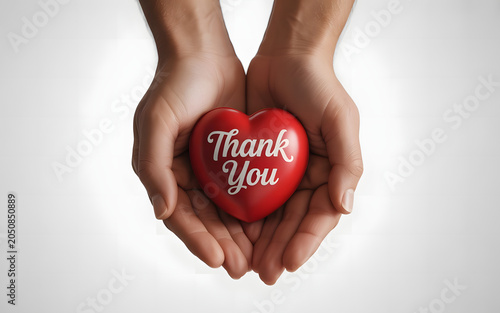 Top-view image holding a heart with the text “Thank You