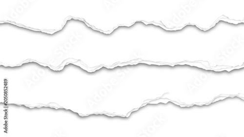 Фотография Set of torn paper edges with shadow isolated on transparent background
