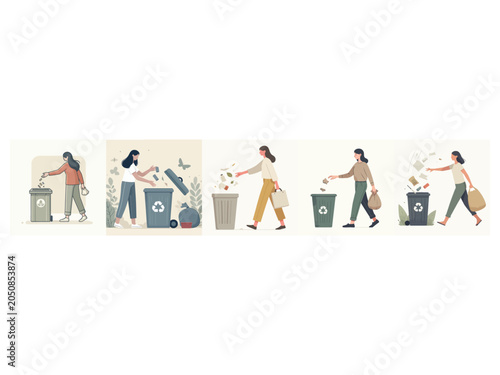 Women Recycling Waste in Urban Environment - Illustrative Series