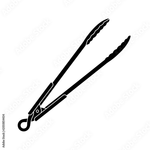 Minimalist Illustration of Metal Tongs with a Functional Grip for Kitchen and Grilling Uses