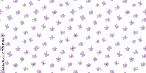 Watercolor seamless violet pattern with cute flowers. Hand drawn ditsy print for textiles and fabric designs