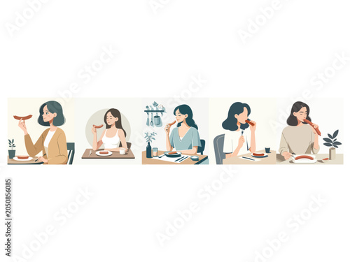 Young Women Enjoying Delicious Dishes in a Cozy Restaurant Setting