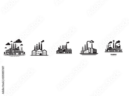 Industrial Landscape, Factories, Urban Area, Vector Illustrations, Graphic Design, Abstract View, Emission Concepts