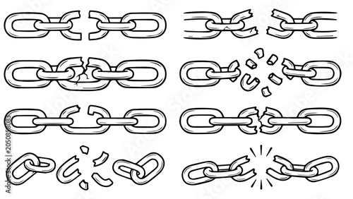 Foto Broken Chain Icons Set - Freedom Break Free Symbol Pack ,   broken chain, break