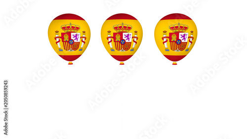 set of balloons with  spanish flag on transparent background