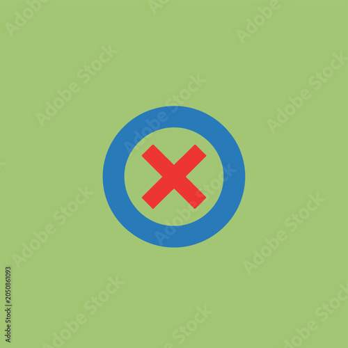 Red X mark inside blue circle, simple graphic icon, rejection symbol