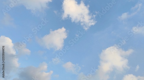 Beautiful White Clouds in Bright Blue Sky Background