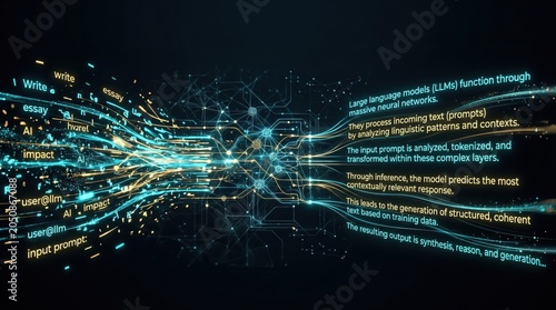Large language models process text through neural networks