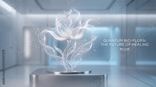 Futuristic Liquid Glass Science Background with Abstract Molecular Technology
