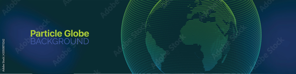 Fototapeta premium Minimal futuristic design with particle globe and glowing blue dots