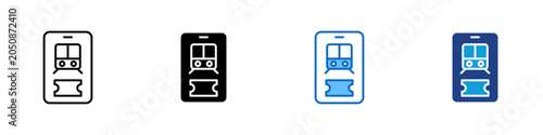 Foto Mobile Ticket Multiple Style Icon Design Vector - Smartphone with transit ticket