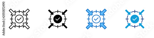 Foto Goal Alignment Multiple Style Icon Design Vector - Check mark with directional a