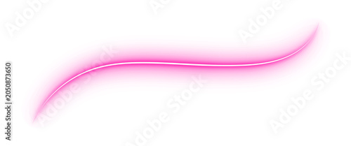 Glossy pink neon curve isolated on transparent background, Vibrant liquid ribbon element for graphic design projects, Smooth glowing abstract shape isolated creative resource