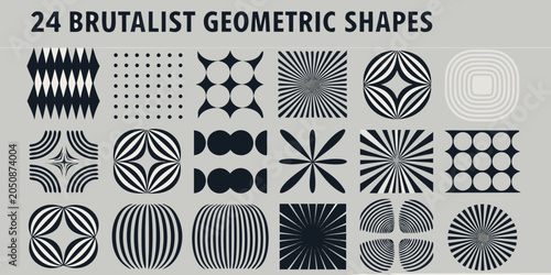 Fotografie Collection Of Distorted Brutalist Geometric Shapes Vector Illustration
