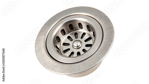 фотографія Stainless steel kitchen sink drain strainer plug hardware object isolated on tra