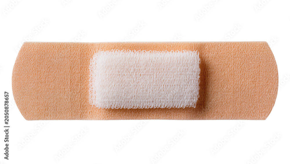 Obraz premium Adhesive bandage with white gauze pad for wound care