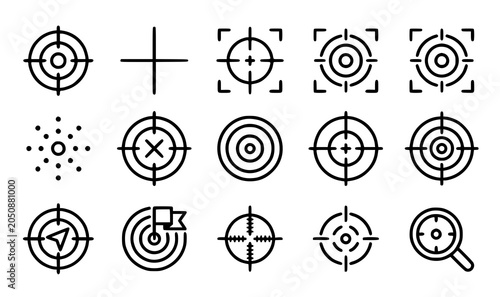 Canvastavla Target icons set precision accuracy and focus line art collection