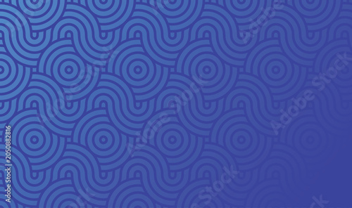Dark Blue and Purple Japanese Wave Seamless Pattern, Abstract Oriental Seigaiha Line Ornament Background, Royal Violet Water Geometric Concentric Circle Vector Template