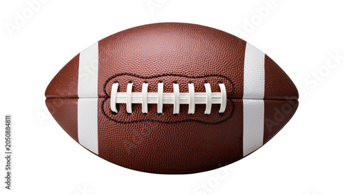 Fotografija American football ball brown leather white stripes laces