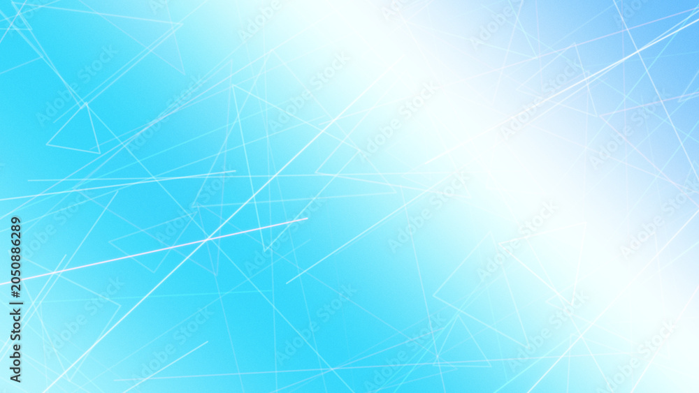 Fototapeta premium Thin web-like lines and outlined triangles drift across a neon blue and purple gradient, conveying high-tech connectivity for presentations, apps, and branding.
