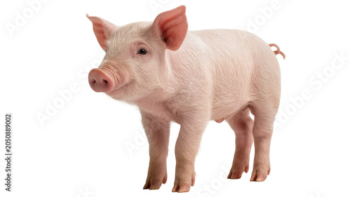 Canvastavla Young pink piglet standing, looking forward