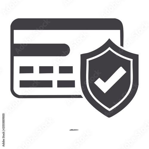 Credit card security icon with shield and checkmark