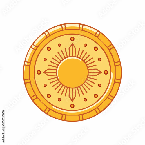 Golden Coin with Sun Symbol