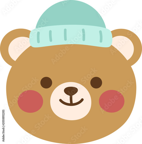 Cute Cartoon Bear Wearing a Hat
