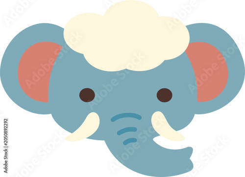 Cute Cartoon Elephant with Cloud on Head
