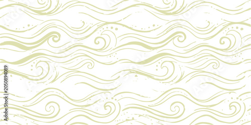 Quadro su tela Seamless abstract blue wave pattern and wavy lines vector illustration creates a