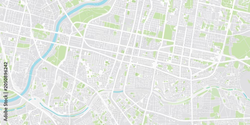 Fototapeta premium City map illustration with waterways and green spaces flat vector style