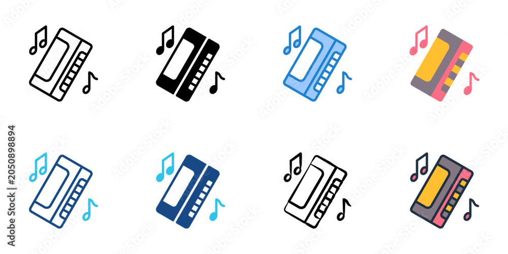Fototapeta premium Harmonica lantern icons set multiple style collection. Editable stroke 