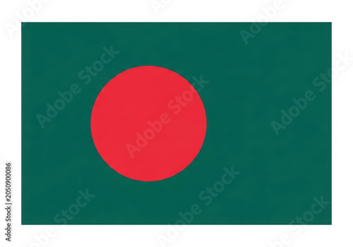 Bangladesh national flag with green and red circle on white field PNG isolated on transparent background