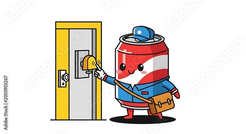 Cartoon illustration of a robot vacuum cleaner.