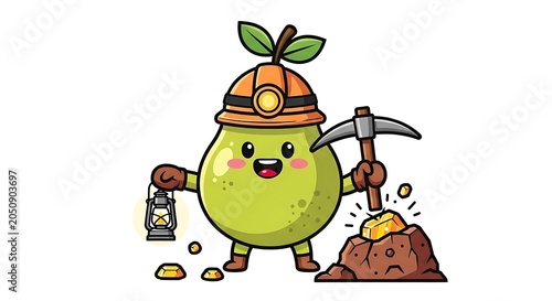 Cartoon pumpkin character with luggage and map.