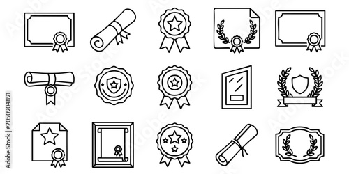 Foto A collection of various award icons and certificates on display