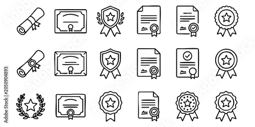 Fotografie A collection of various award icons and certificates are displayed on a clean surface